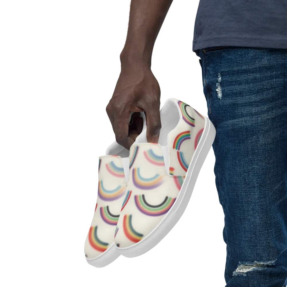 Soft Arc Society on Men's Slip-On Canvas Shoes — Left Front