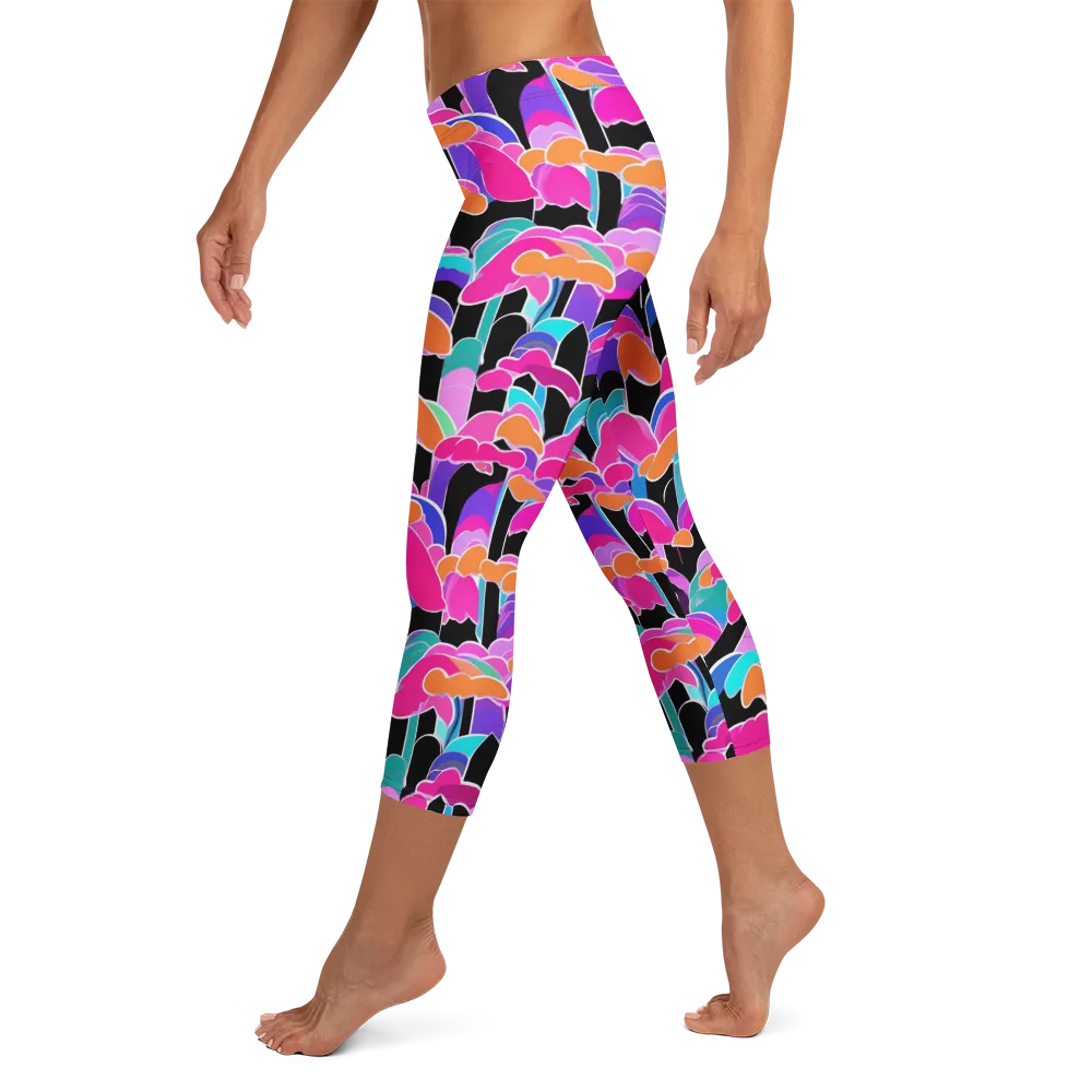 Midnight Mushroom on Capri Leggings — Left