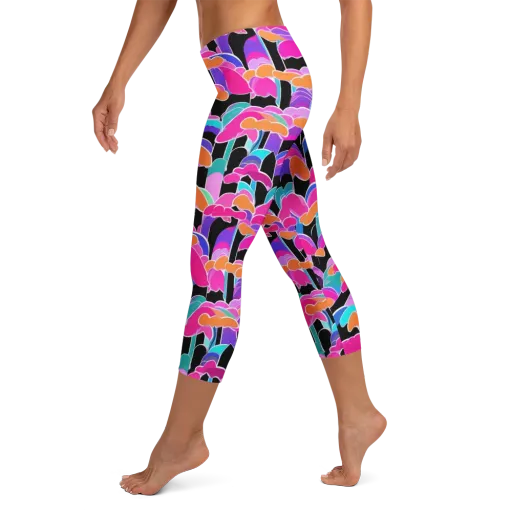 Midnight Mushroom on a Capri Leggings