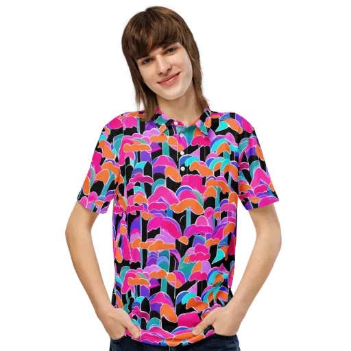 Midnight Mushroom on a Men's Slim Fit Polo Shirt
