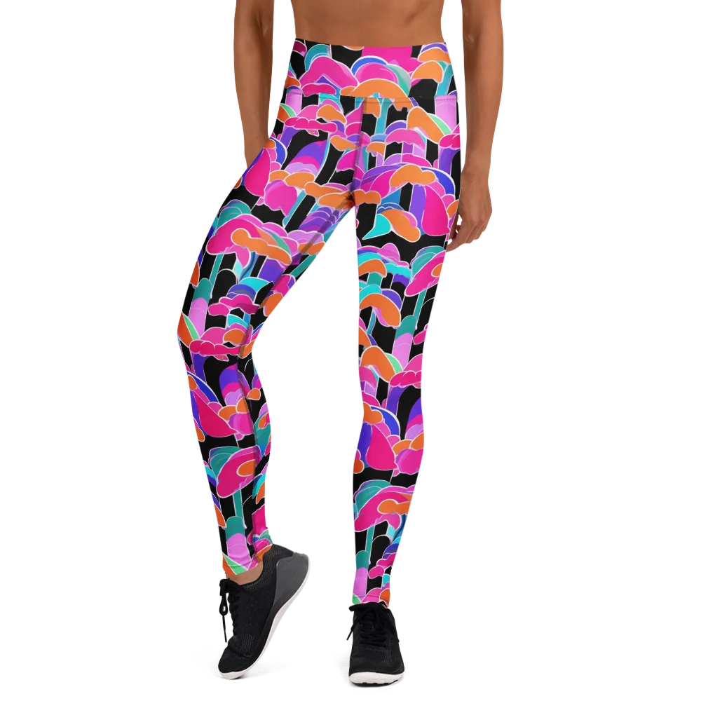 Midnight Mushroom on Yoga Leggings — Front