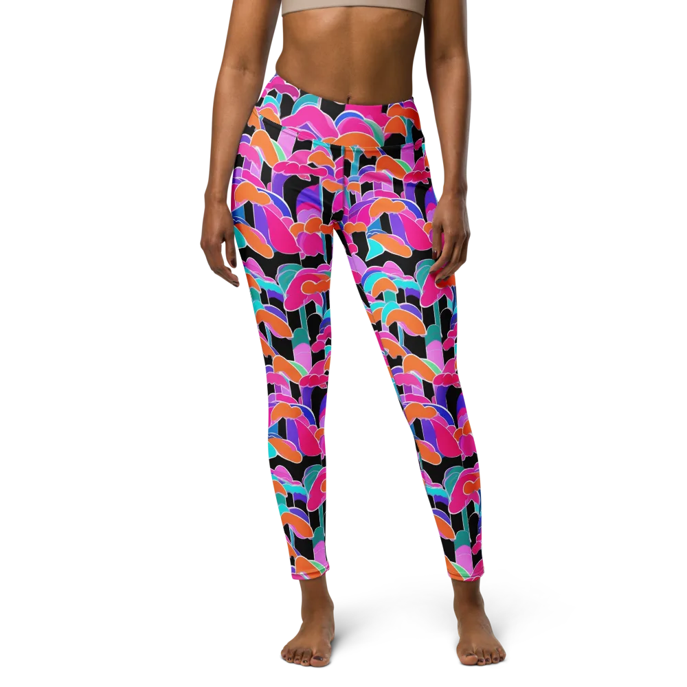 Midnight Mushroom on Yoga Leggings — Front