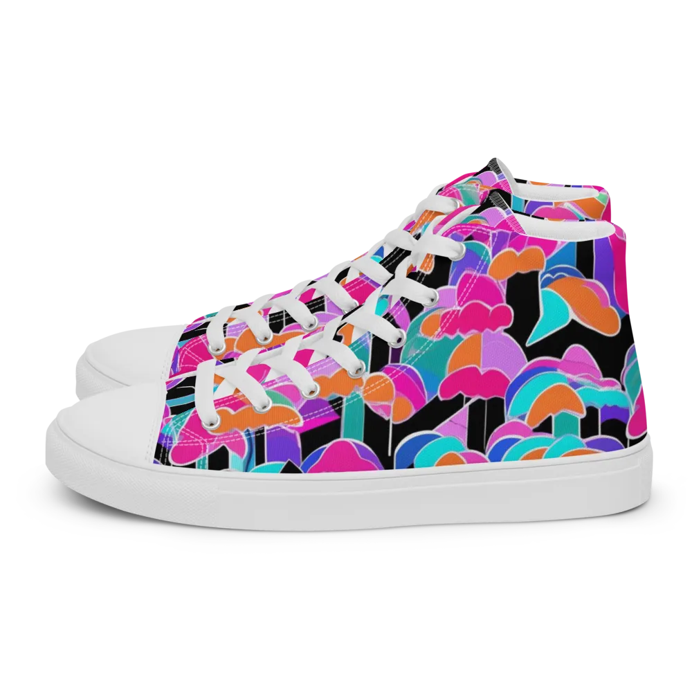 Midnight Mushroom on Men's High Top Canvas Shoes — Left