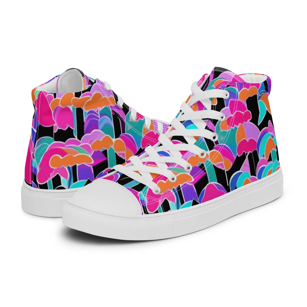 Midnight Mushroom on Men's High Top Canvas Shoes — Left