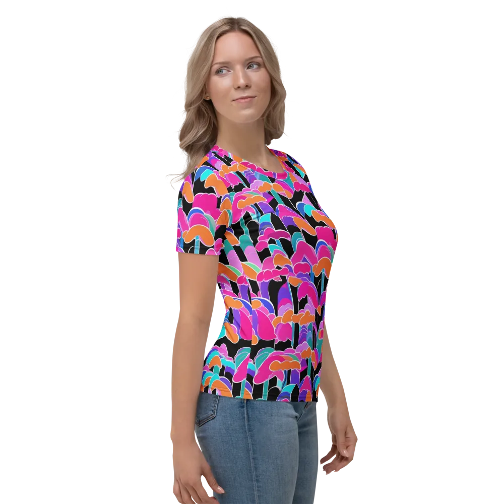 Midnight Mushroom on Women's Crew Neck T-Shirt — Right