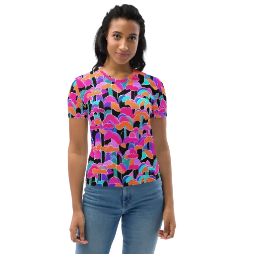 Midnight Mushroom on a Women's Crew Neck T-Shirt