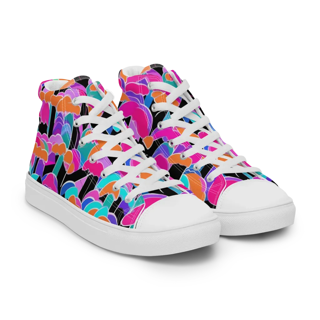 Midnight Mushroom on Women's High Top Canvas Shoes — Right Front