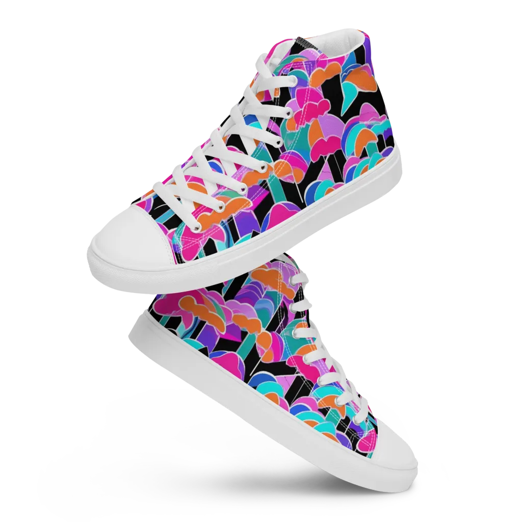 Midnight Mushroom on Women's High Top Canvas Shoes — Front