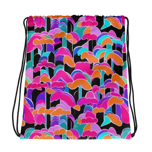 Midnight Mushroom on a Drawstring Bag