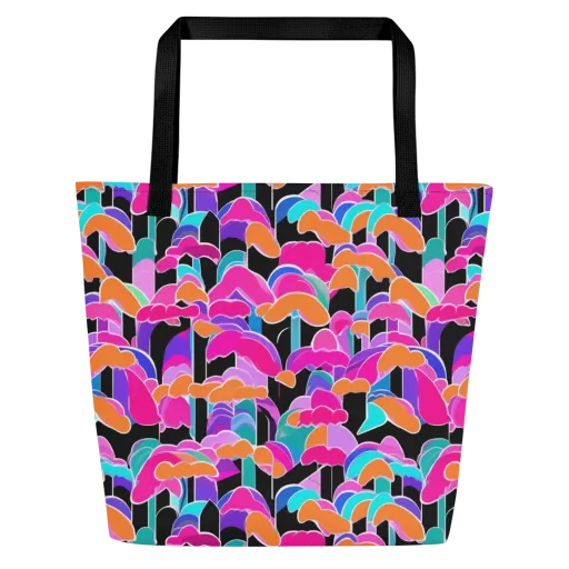 Midnight Mushroom on a Large Tote Bag W/ Pocket