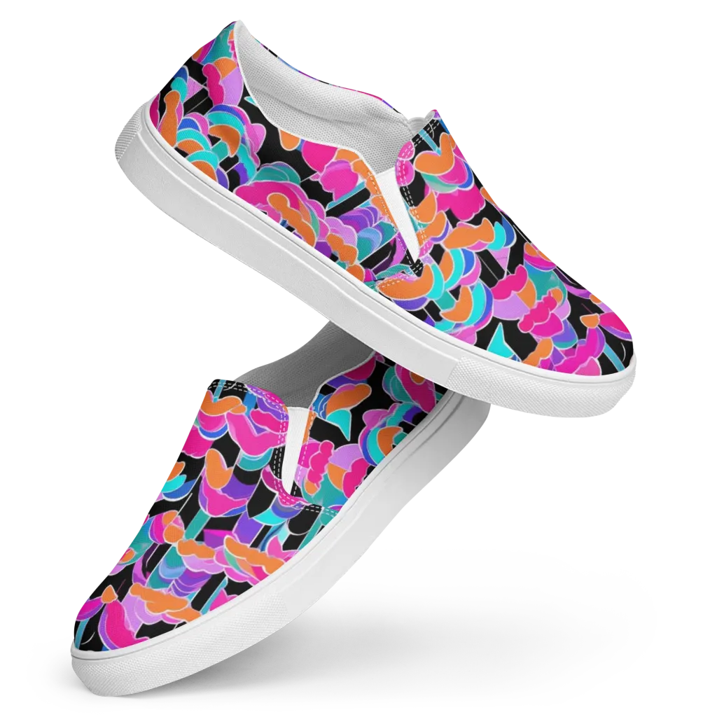 Midnight Mushroom on Women's Slip-On Canvas Shoes — Front