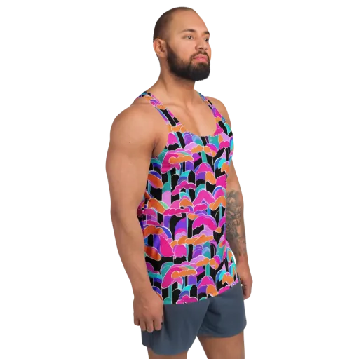 Midnight Mushroom on a Men's Tank Top