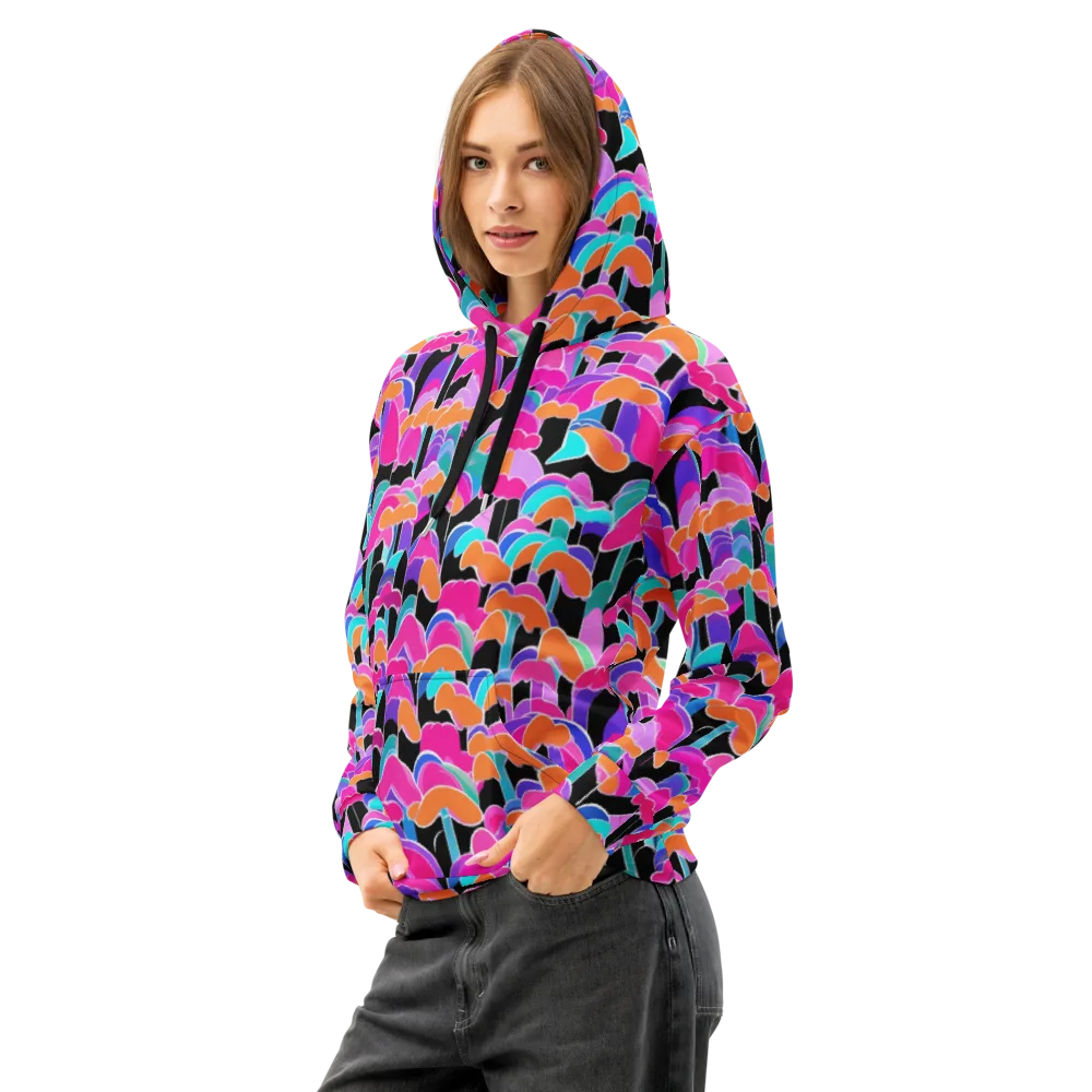 Midnight Mushroom on Cotton Hoodie — Left Front