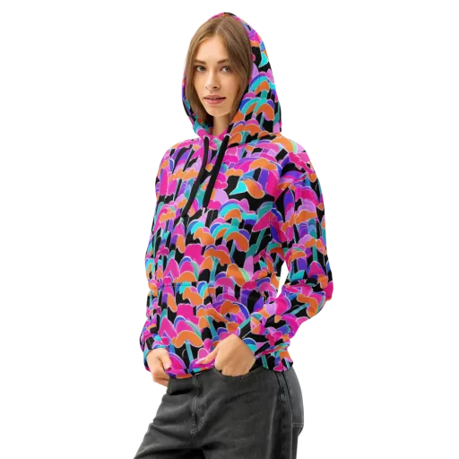 Midnight Mushroom on a Cotton Hoodie