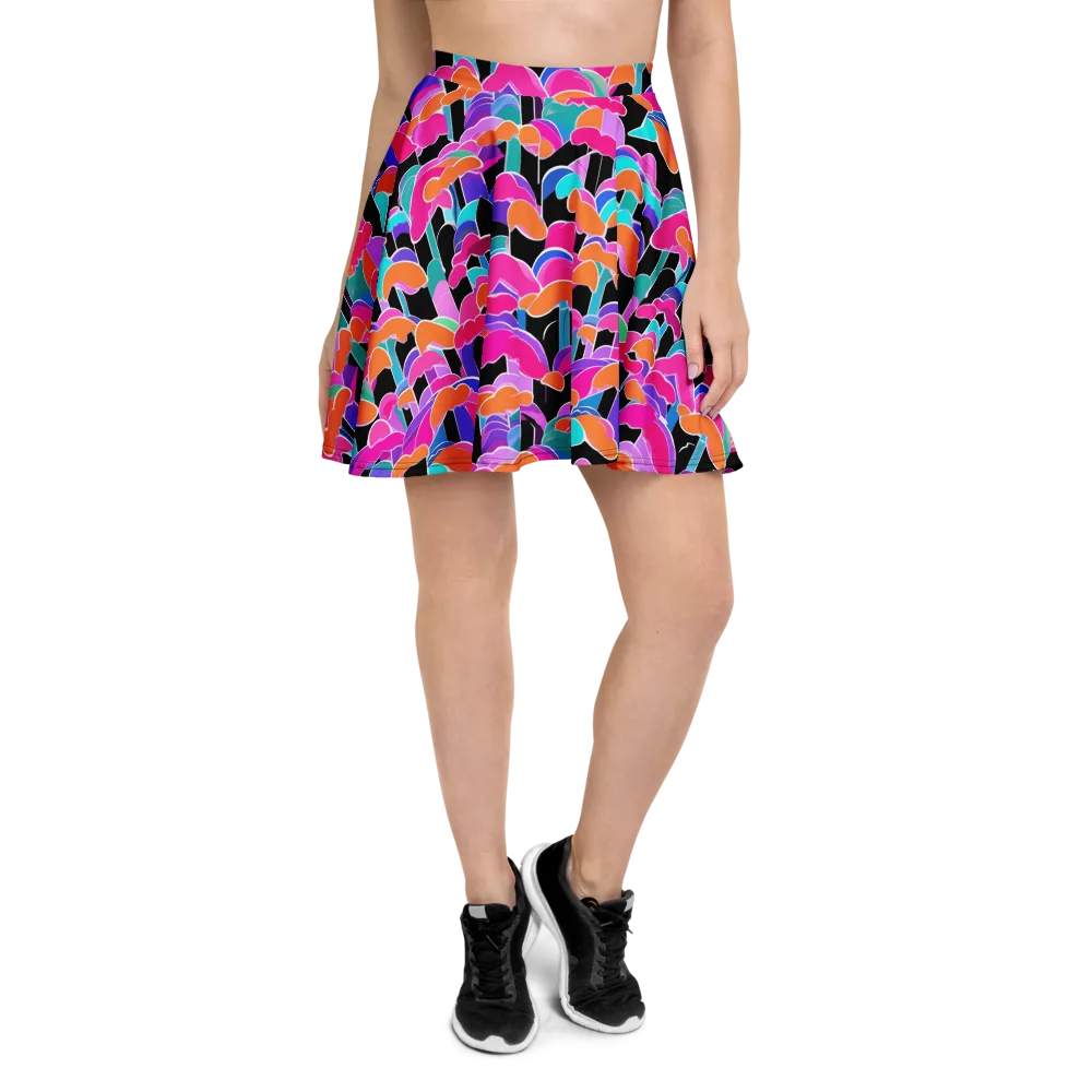 Midnight Mushroom on Skater Skirt — Front