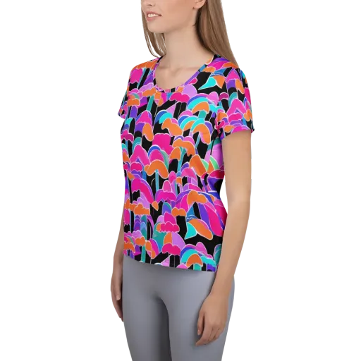 Midnight Mushroom on a Women's Athletic T-Shirt