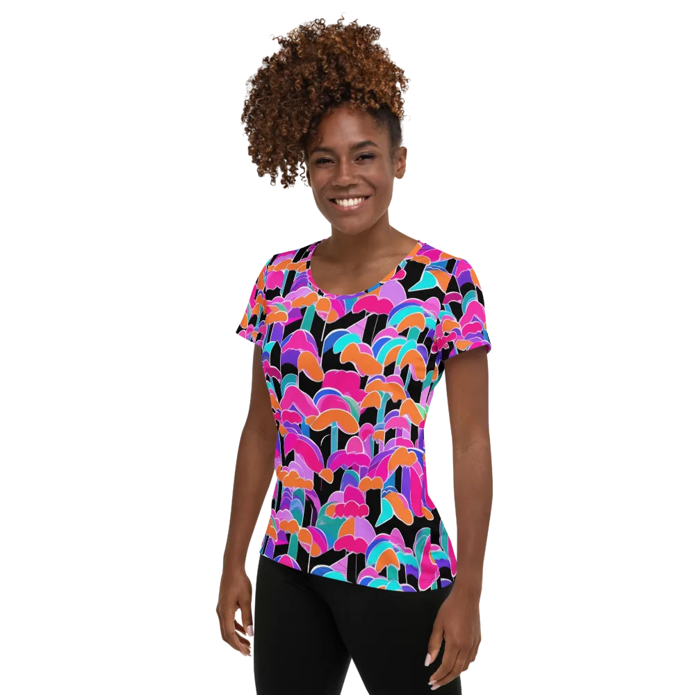 Midnight Mushroom on Women's Athletic T-Shirt — Left
