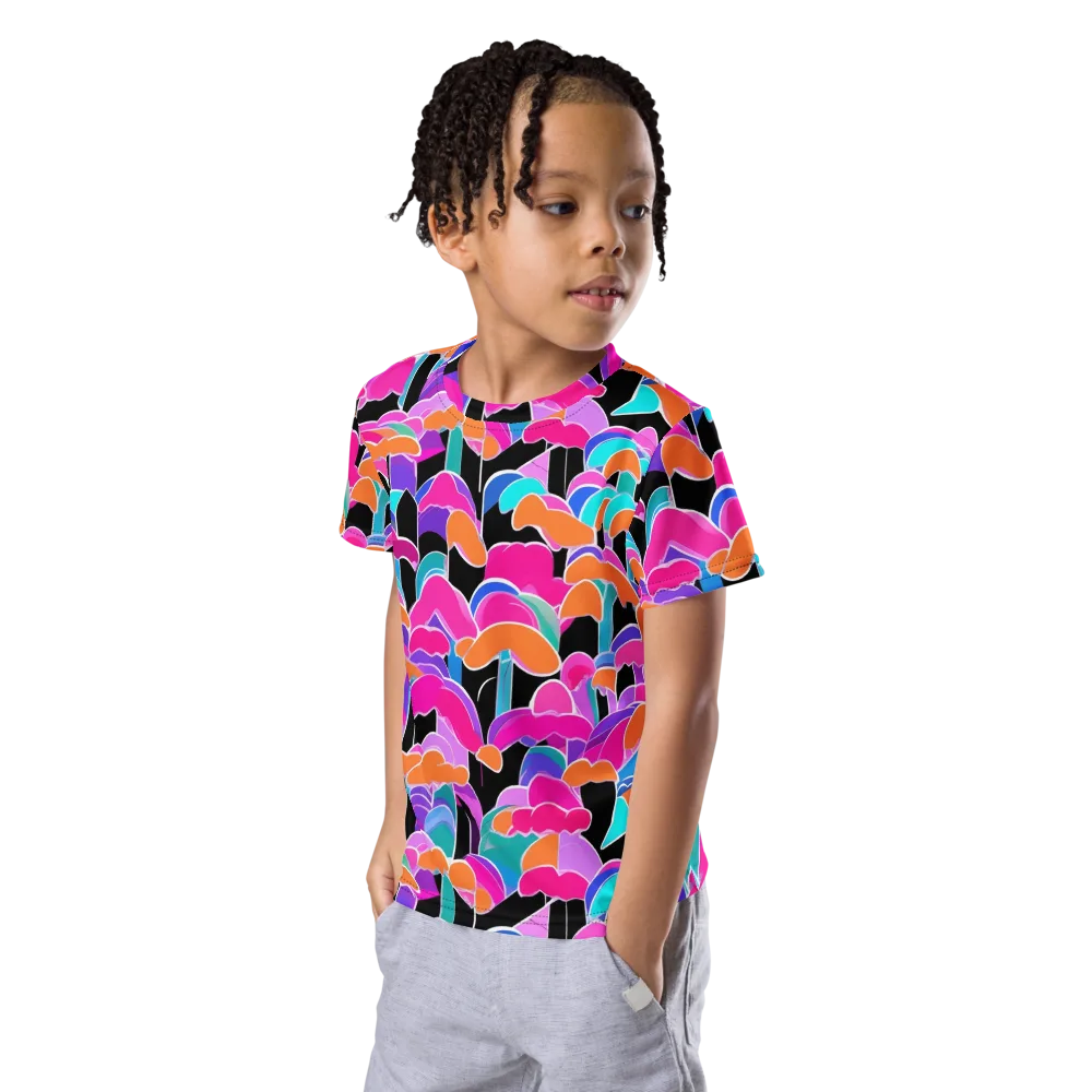 Midnight Mushroom on Kids Crew Neck T-Shirt — Left Front