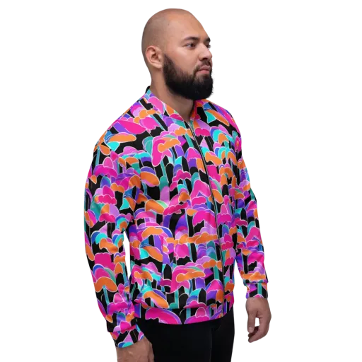 Midnight Mushroom on a Bomber Jacket