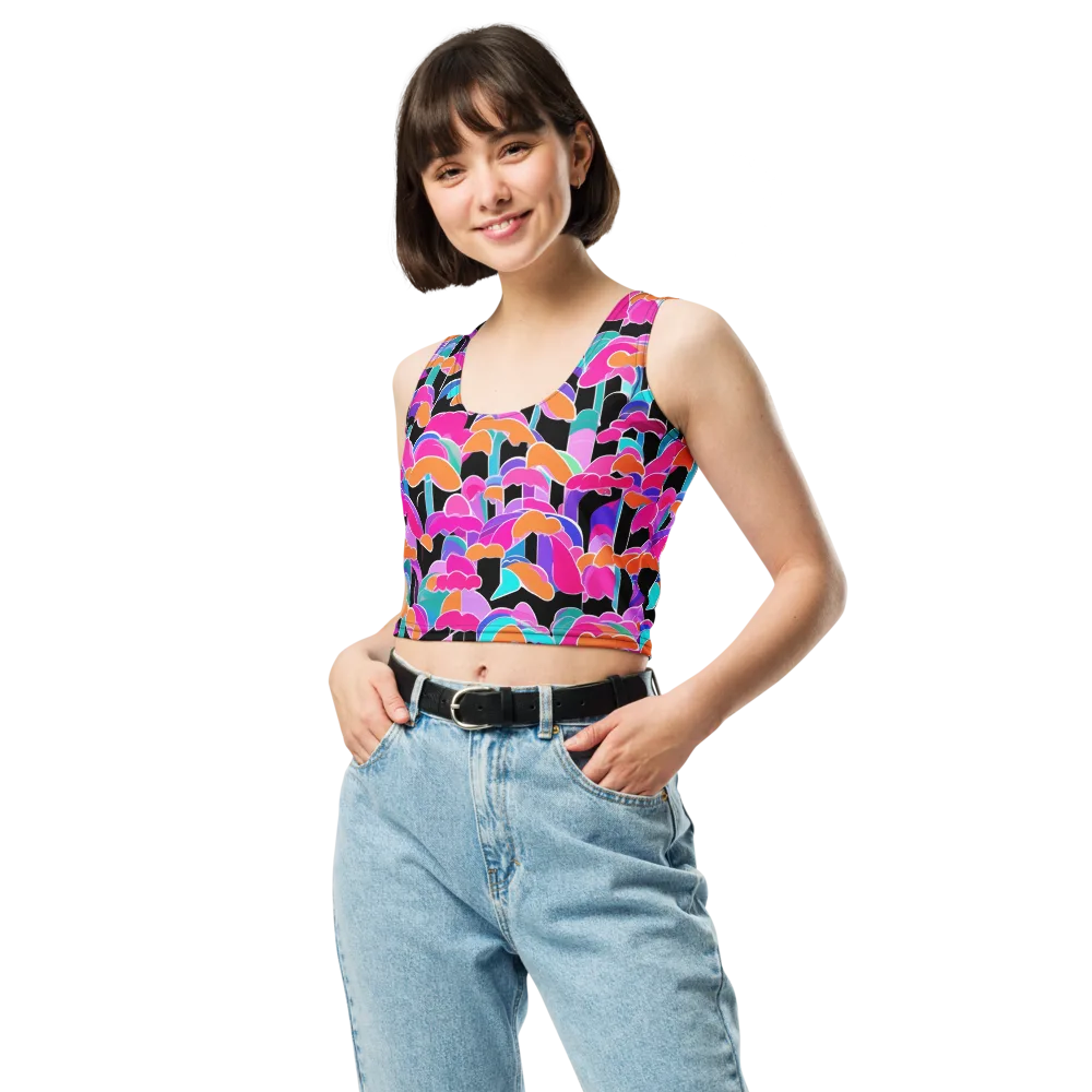 Midnight Mushroom on Crop Top — Front