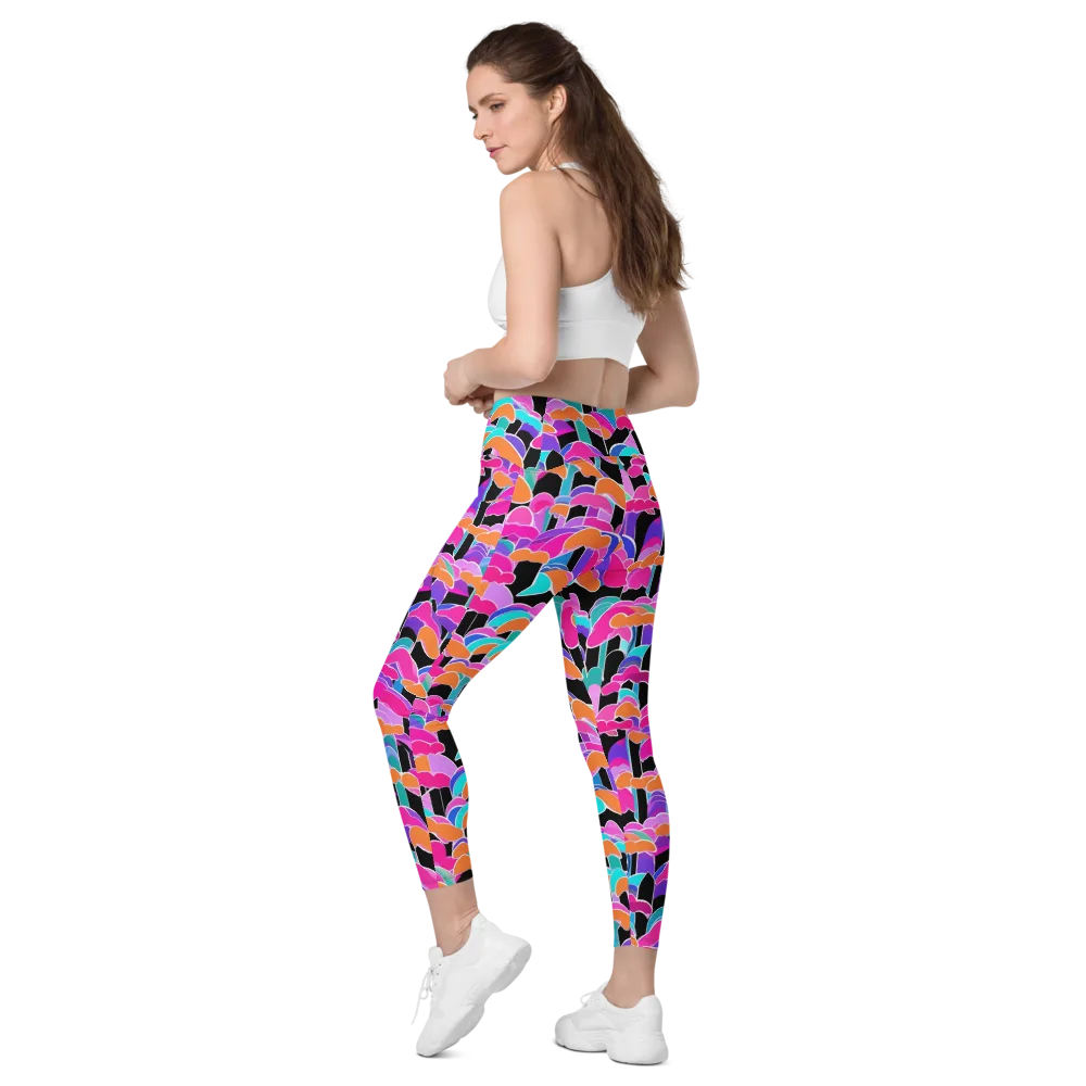 Midnight Mushroom on Leggings with Pockets — Left Back