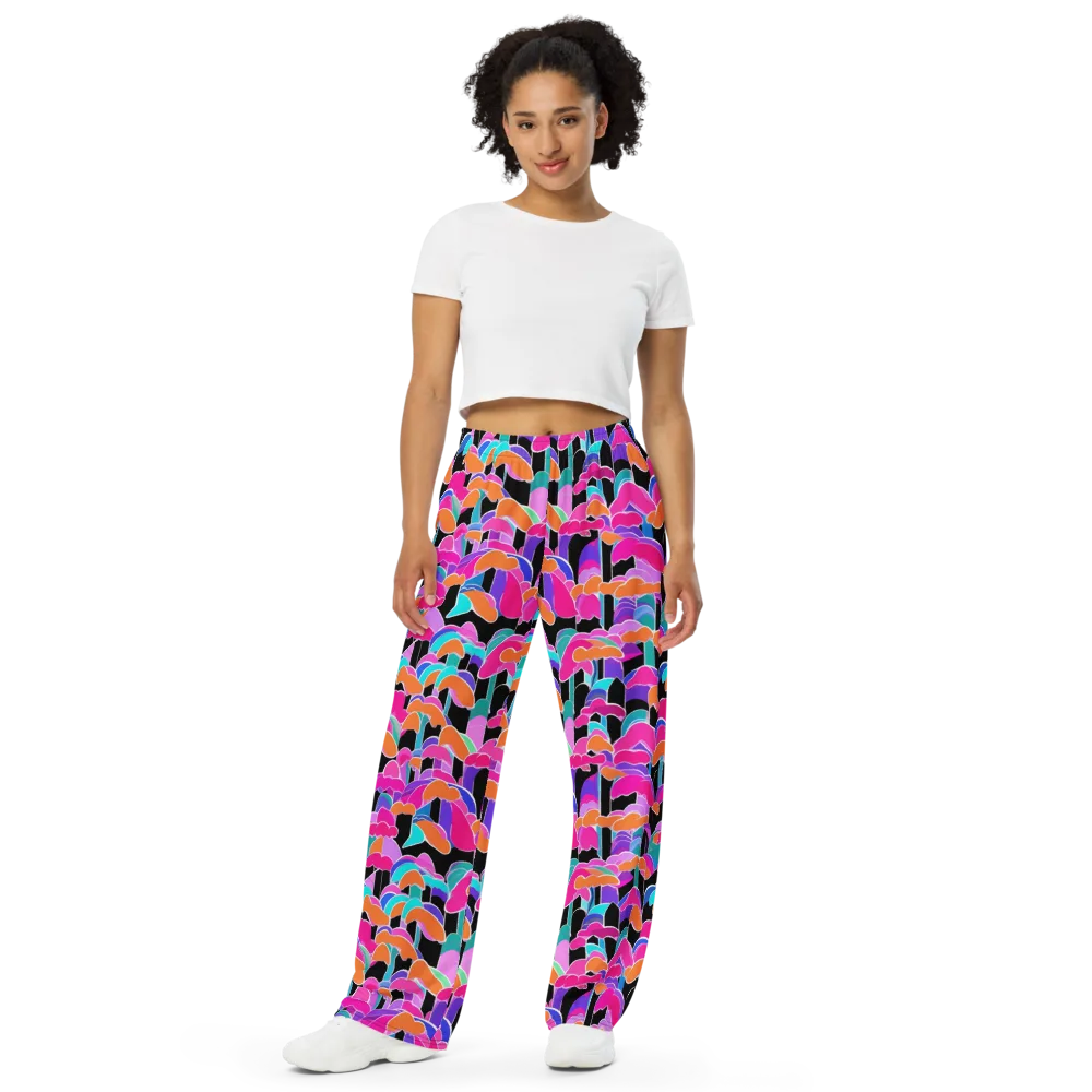 Midnight Mushroom on Wide-Leg Pants — Front
