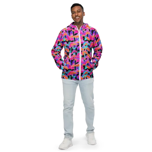 Midnight Mushroom on a Men's Windbreaker