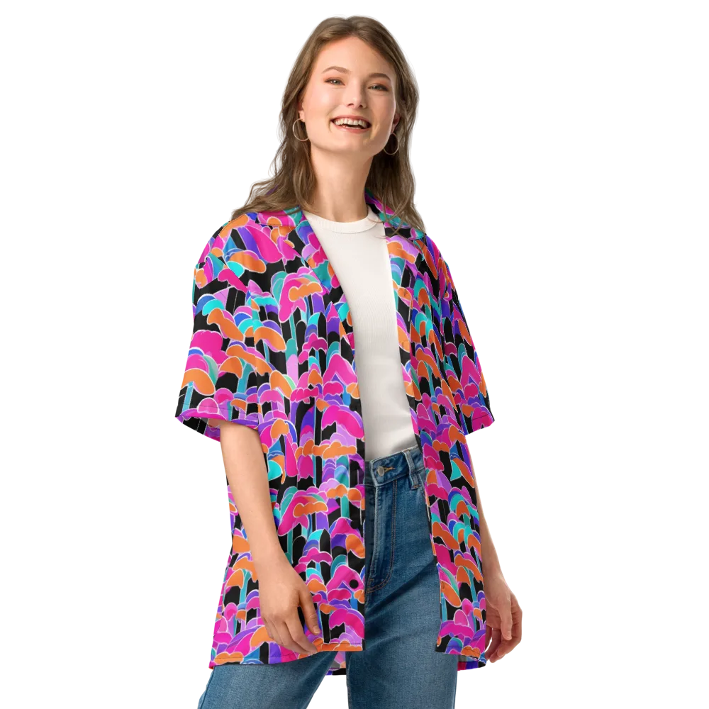 Midnight Mushroom on Button Shirt — Front