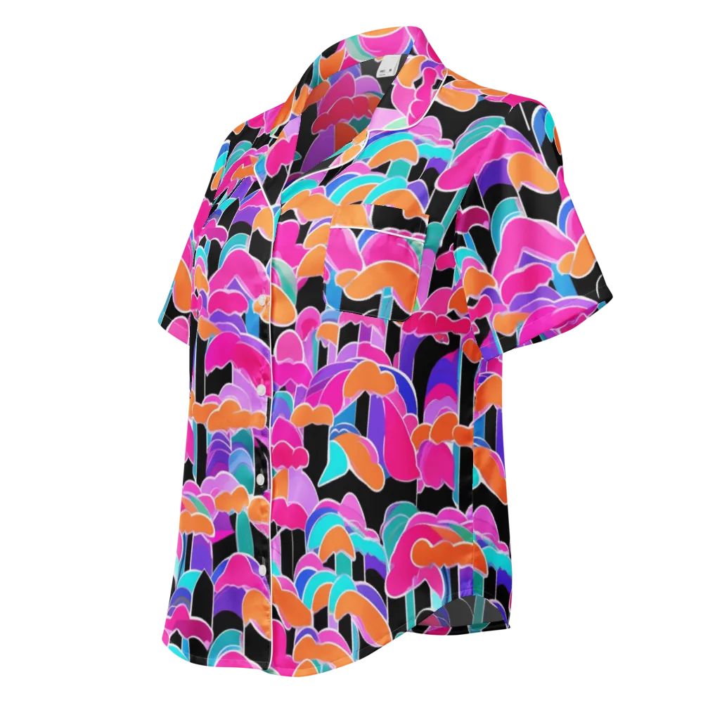 Midnight Mushroom on Women's Short Sleeve Pajama Top — Left Front