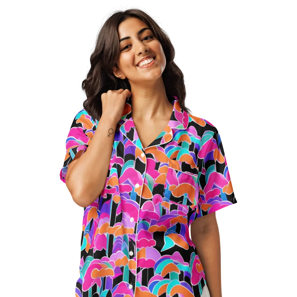 Midnight Mushroom on Women's Short Sleeve Pajama Top — Front