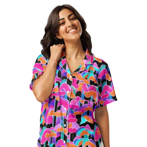 Midnight Mushroom on a Women's Short Sleeve Pajama Top