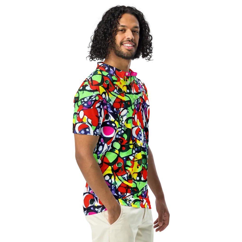 Kaleidoscope Crush on Men's Slim Fit Polo Shirt — Right Front