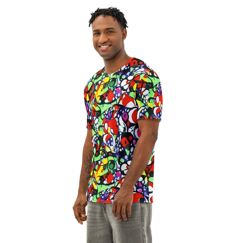 Kaleidoscope Crush on Men's Cotton Crew Neck T-Shirt — Left Front