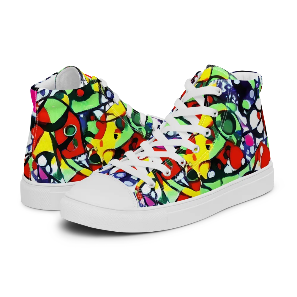 Kaleidoscope Crush on Men's High Top Canvas Shoes — Left