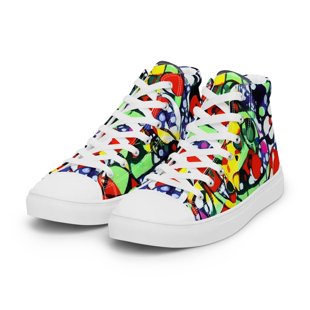Kaleidoscope Crush on Women's High Top Canvas Shoes — Left Front