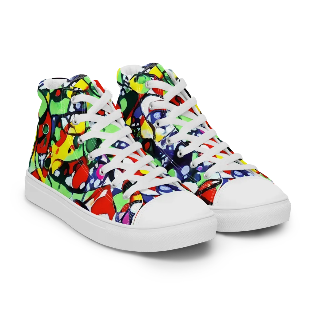 Kaleidoscope Crush on Women's High Top Canvas Shoes — Right Front