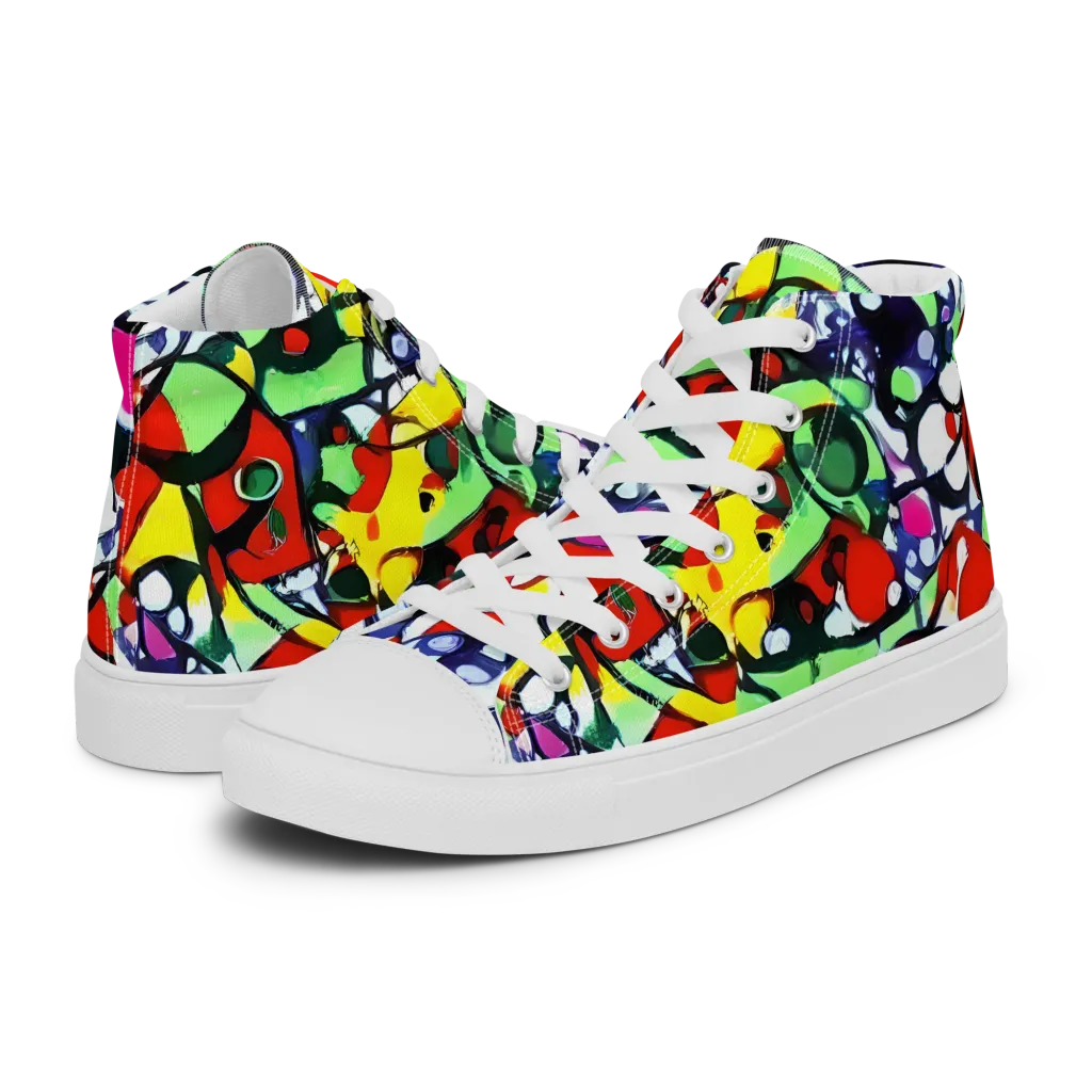 Kaleidoscope Crush on Women's High Top Canvas Shoes — Left