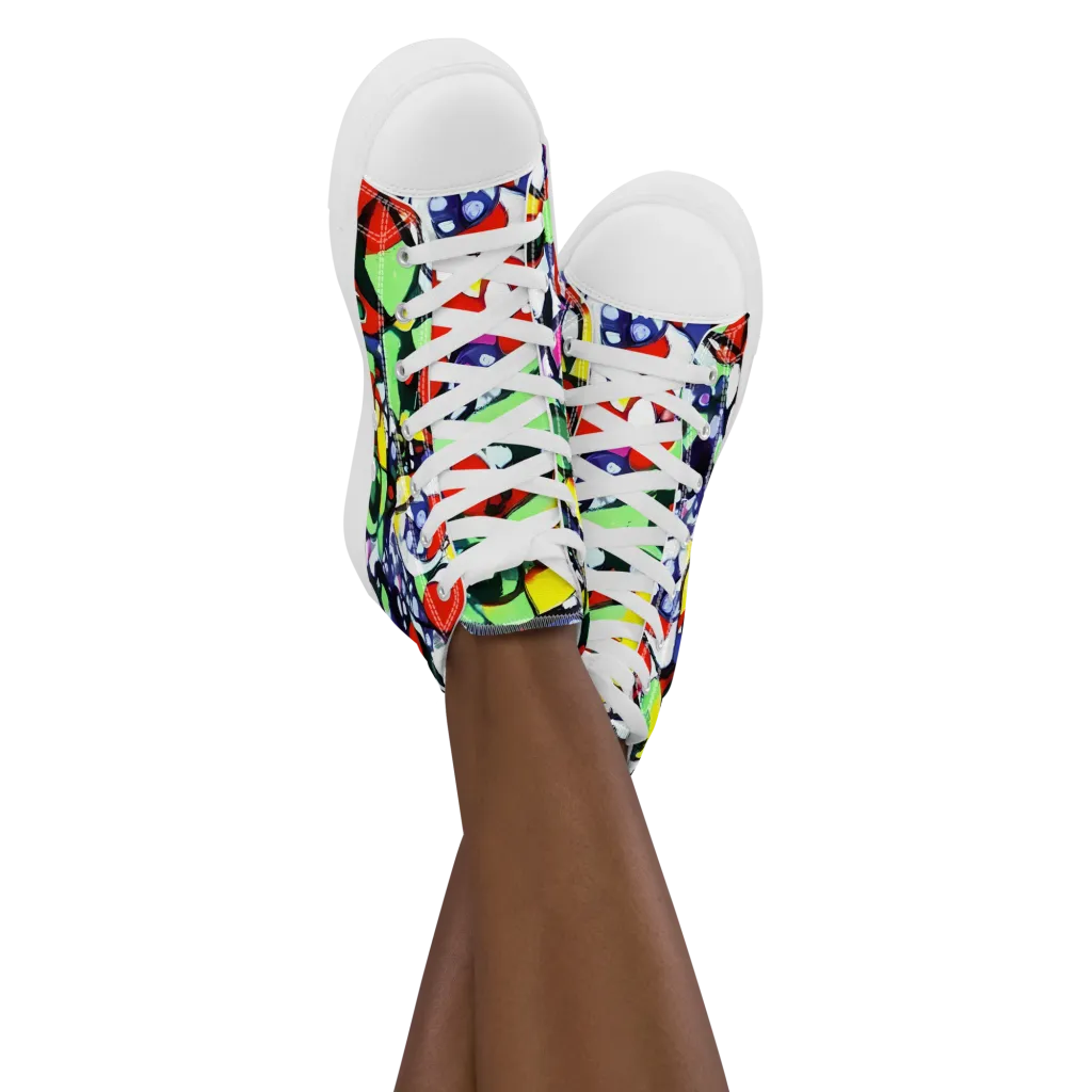 Kaleidoscope Crush on Women's High Top Canvas Shoes — Front