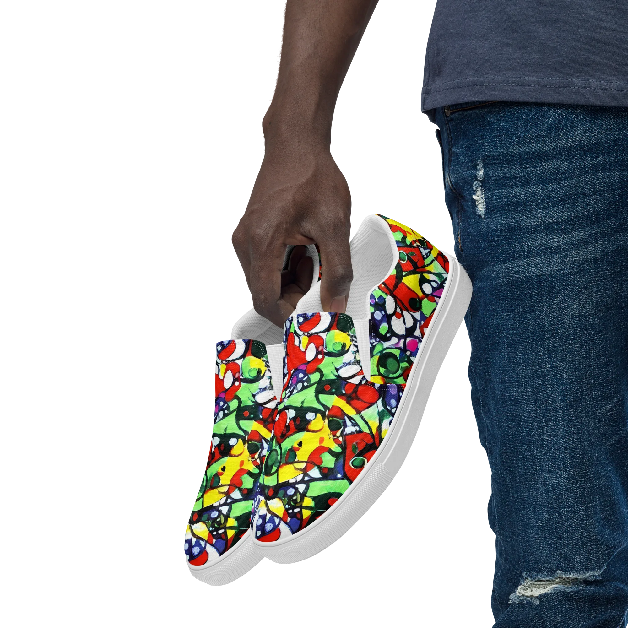 Kaleidoscope Crush on Men's Slip-On Canvas Shoes — Left Front