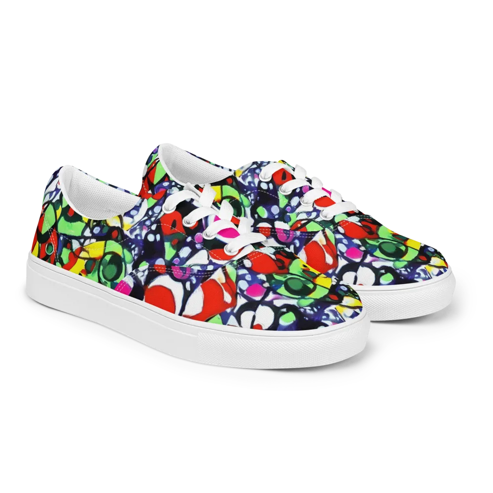 Kaleidoscope Crush on Men's Lace-Up Canvas Shoes — Right Front