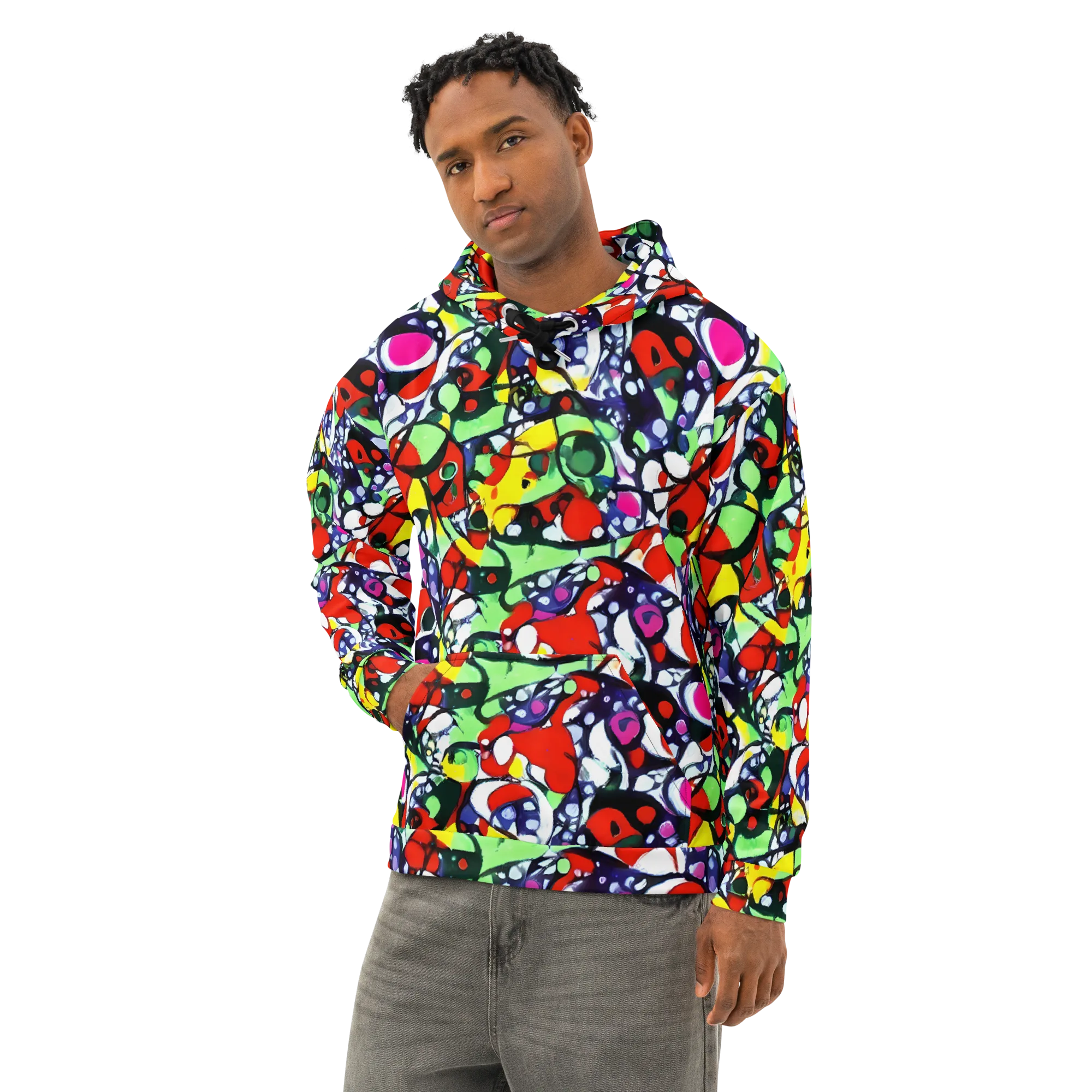 Kaleidoscope Crush on Cotton Hoodie — Left Front