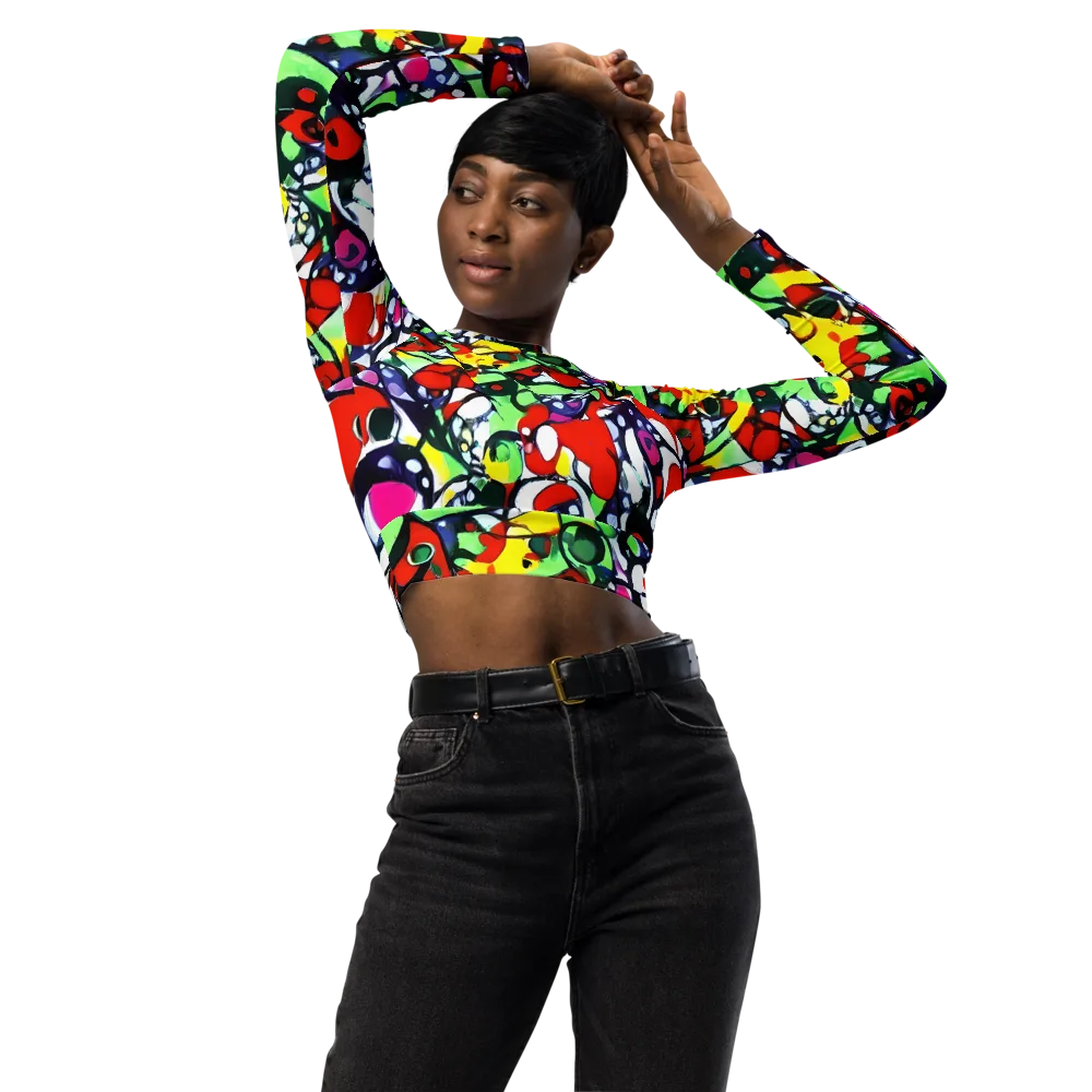 Kaleidoscope Crush on Long Sleeve Crop Top — Front