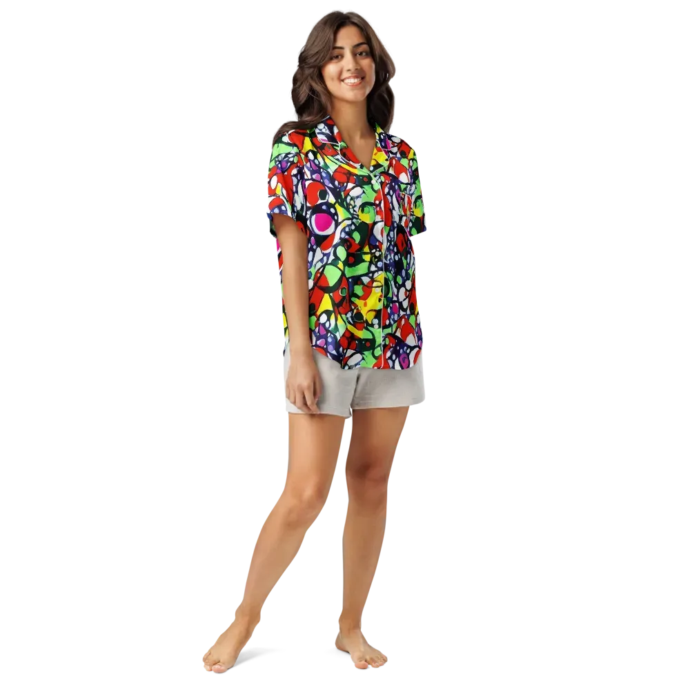 Kaleidoscope Crush on Women's Short Sleeve Pajama Top — Front