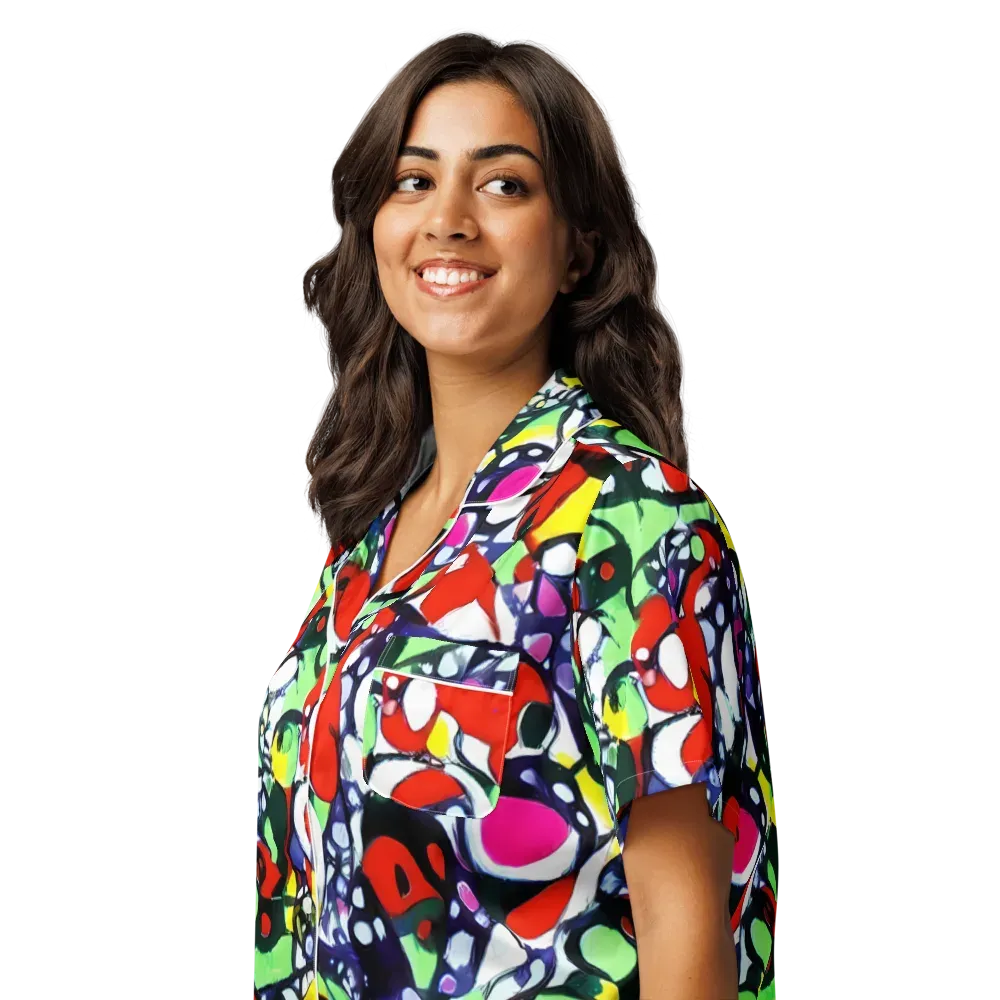 Kaleidoscope Crush on Women's Short Sleeve Pajama Top — Left Front