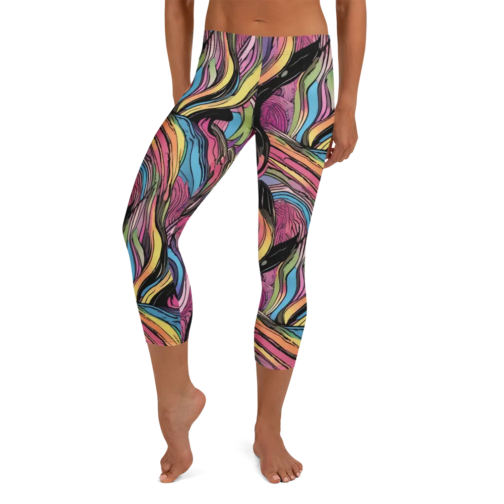 Violet Ribbons on Capri Leggings — Front