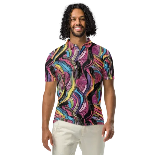 Violet Ribbons on a Men's Slim Fit Polo Shirt