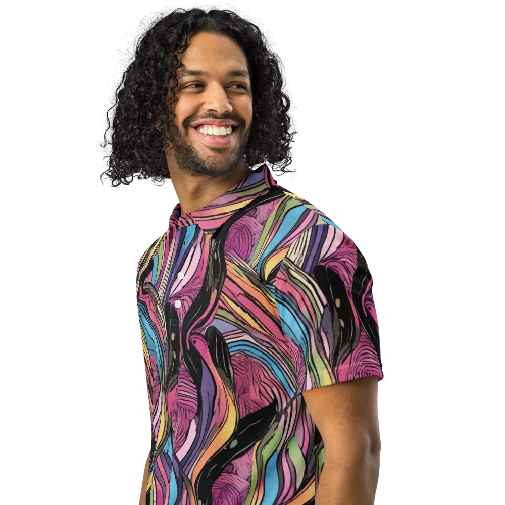 Violet Ribbons on Men's Slim Fit Polo Shirt — Left Front