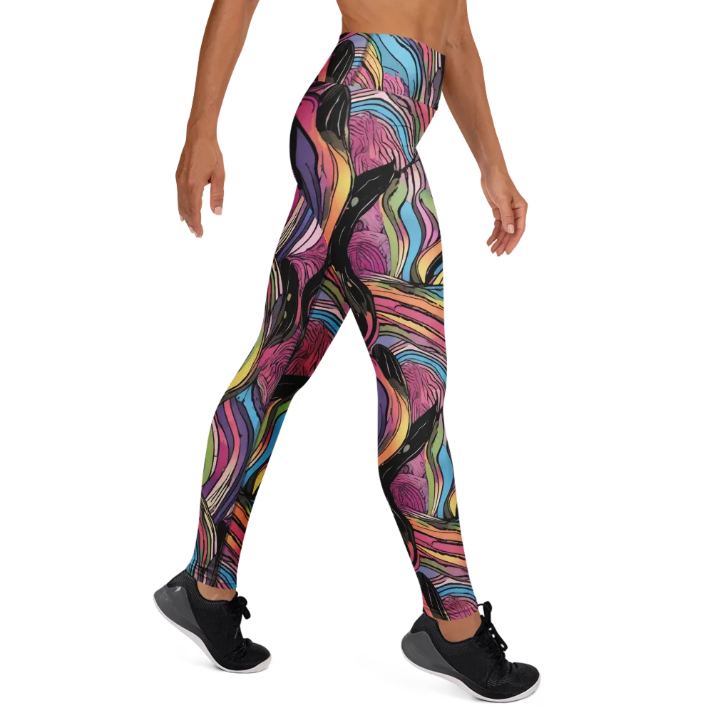 Violet Ribbons on Yoga Leggings — Right