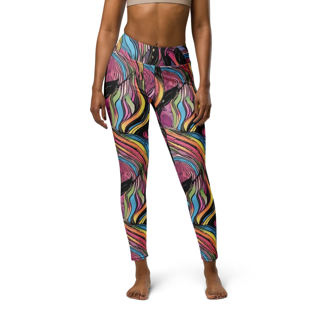 Violet Ribbons on Yoga Leggings — Front
