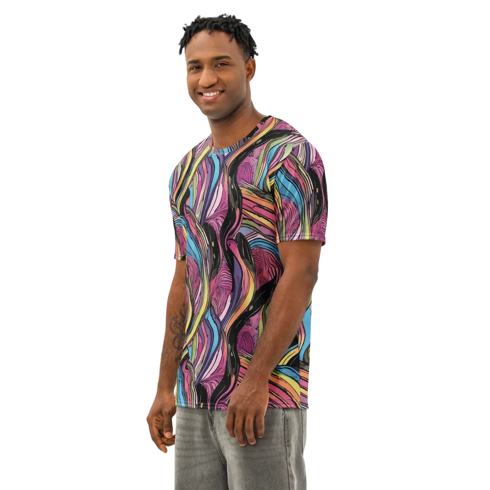 Violet Ribbons on Men's Cotton Crew Neck T-Shirt — Left Front